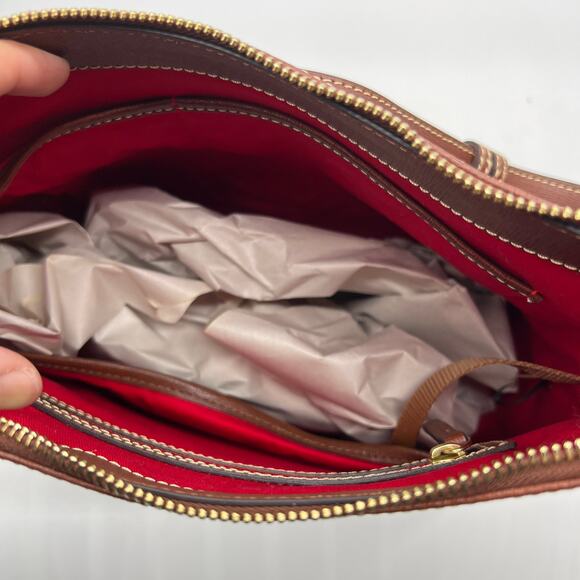 Dooney & Bourke Handbags Saffiano Leather Hobo Bags Amber Brown - Picture 14 of 15